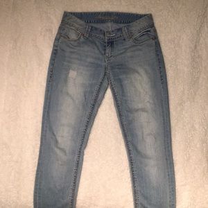 American rag distressed lightwash skinny jeans!